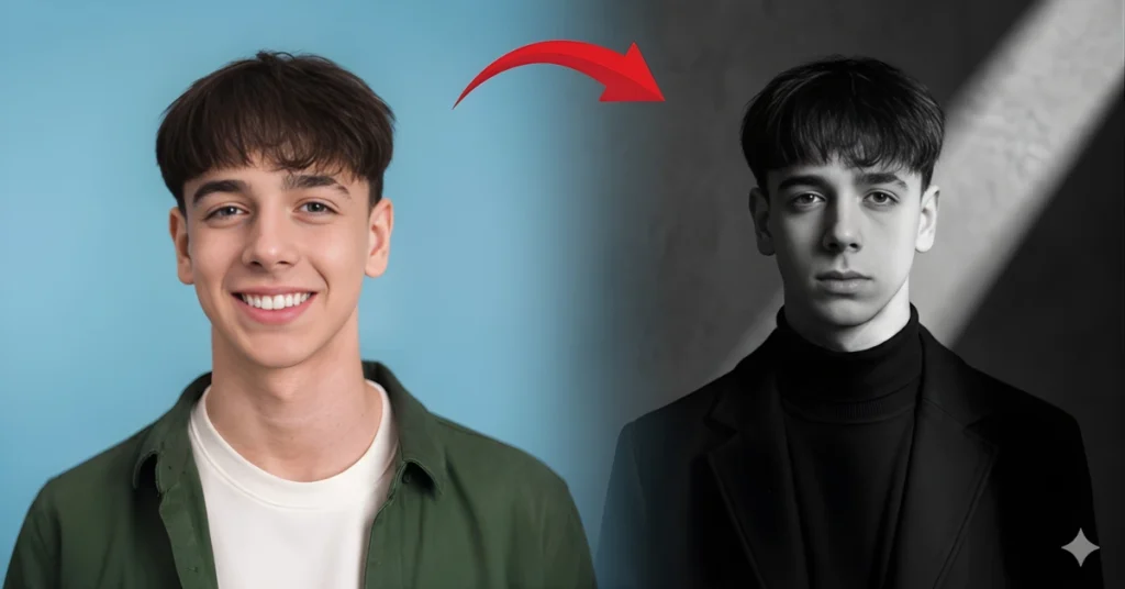 Black and White Portrait AI Prompt for Men