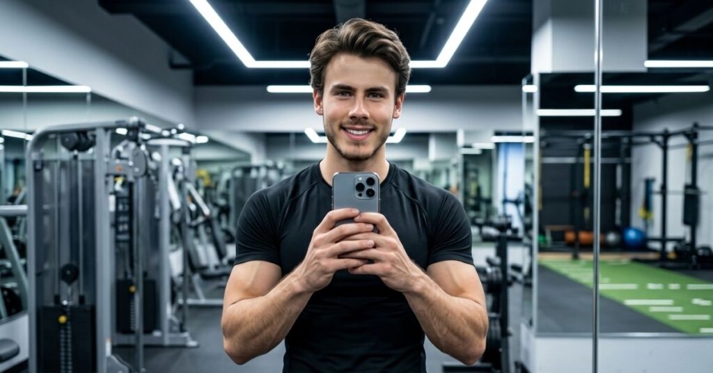 Gym Mirror Selfie – Fitness Lifestyle Style