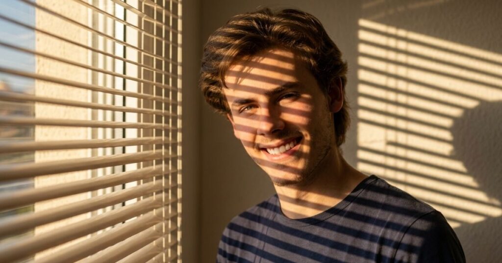golden hour shadow portrait ai prompt for men